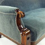 Unique Biedermeier sofa in original fabric and walnut veneer, Vienna, Austria circa 1825