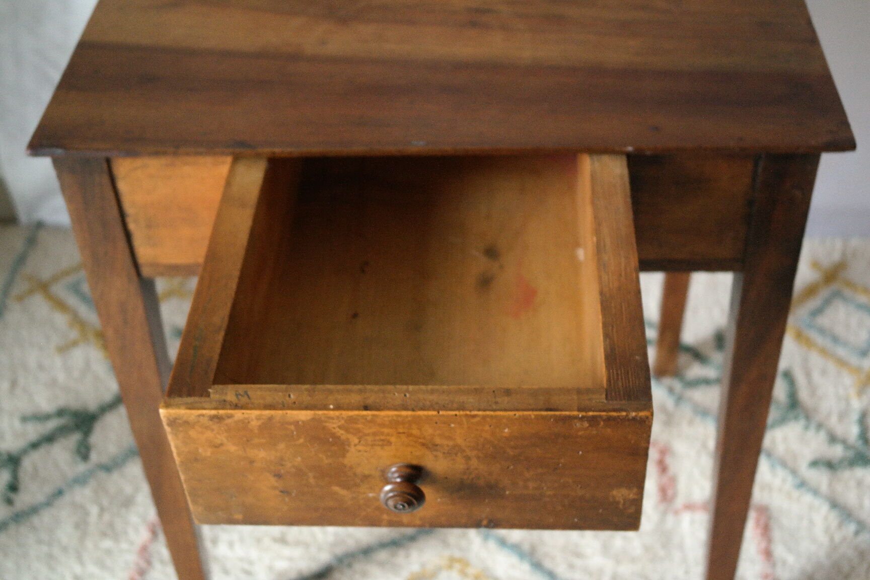 Antique country-style walnut side table