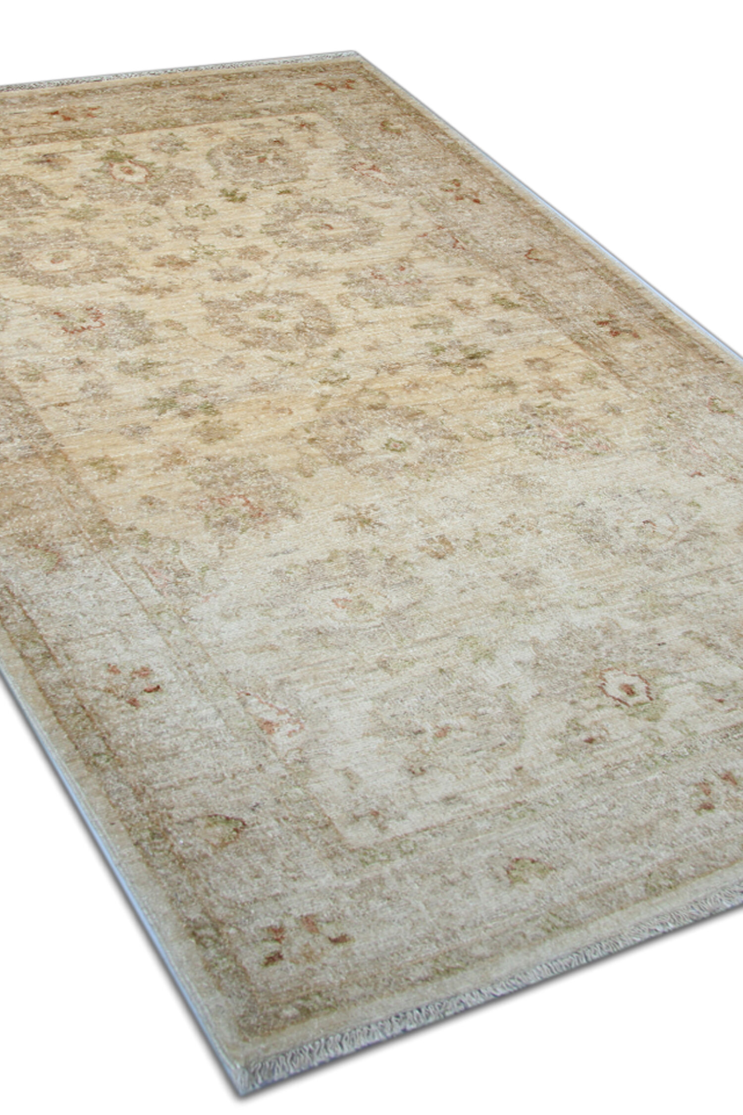 Cream Wool Rug Handmade Ziegler Carpet 83x188cm