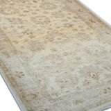 Cream Wool Rug Handmade Ziegler Carpet 83x188cm