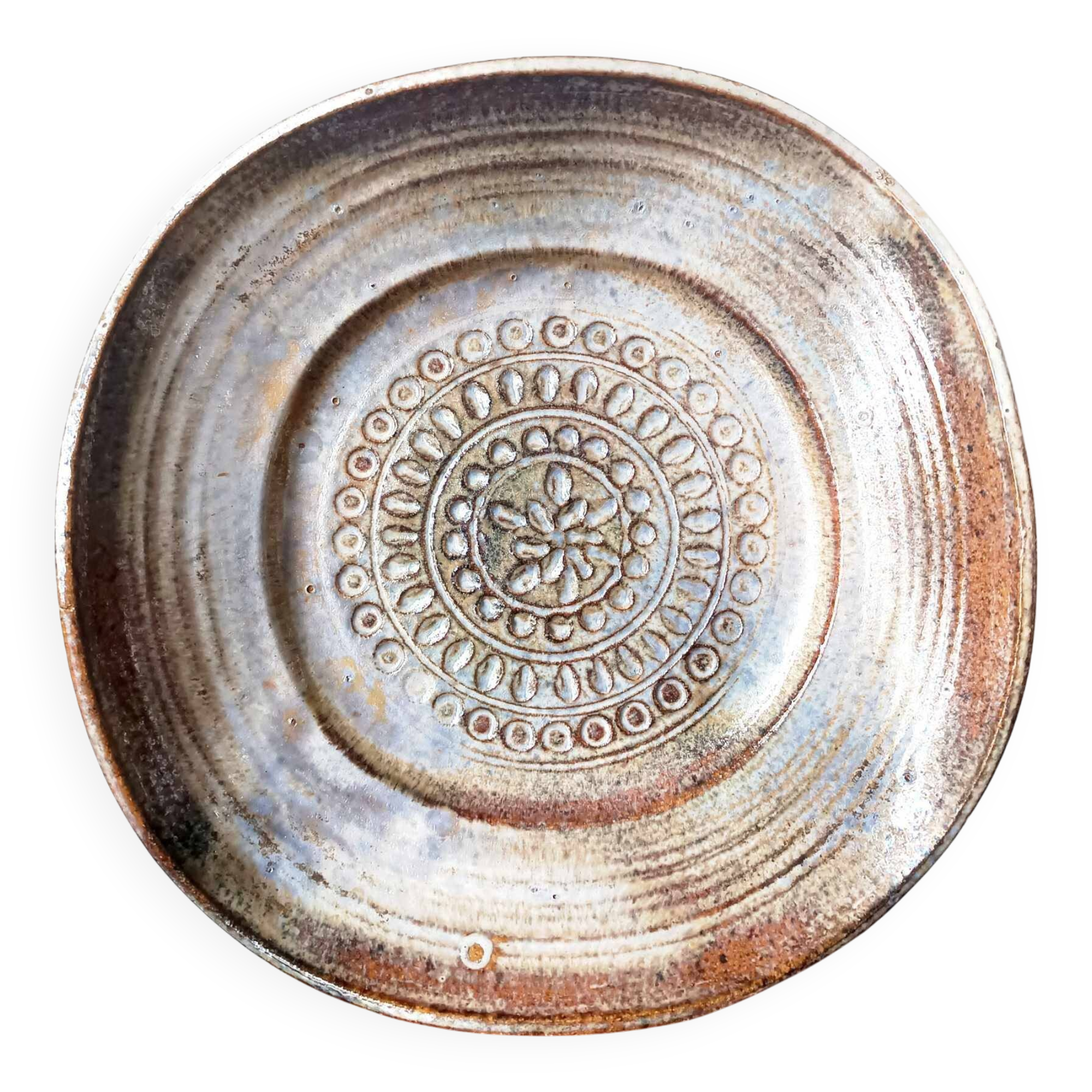 Brutalist stoneware cup 1970 signed Ferrières