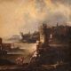 Great 18th century painting landscape with knights