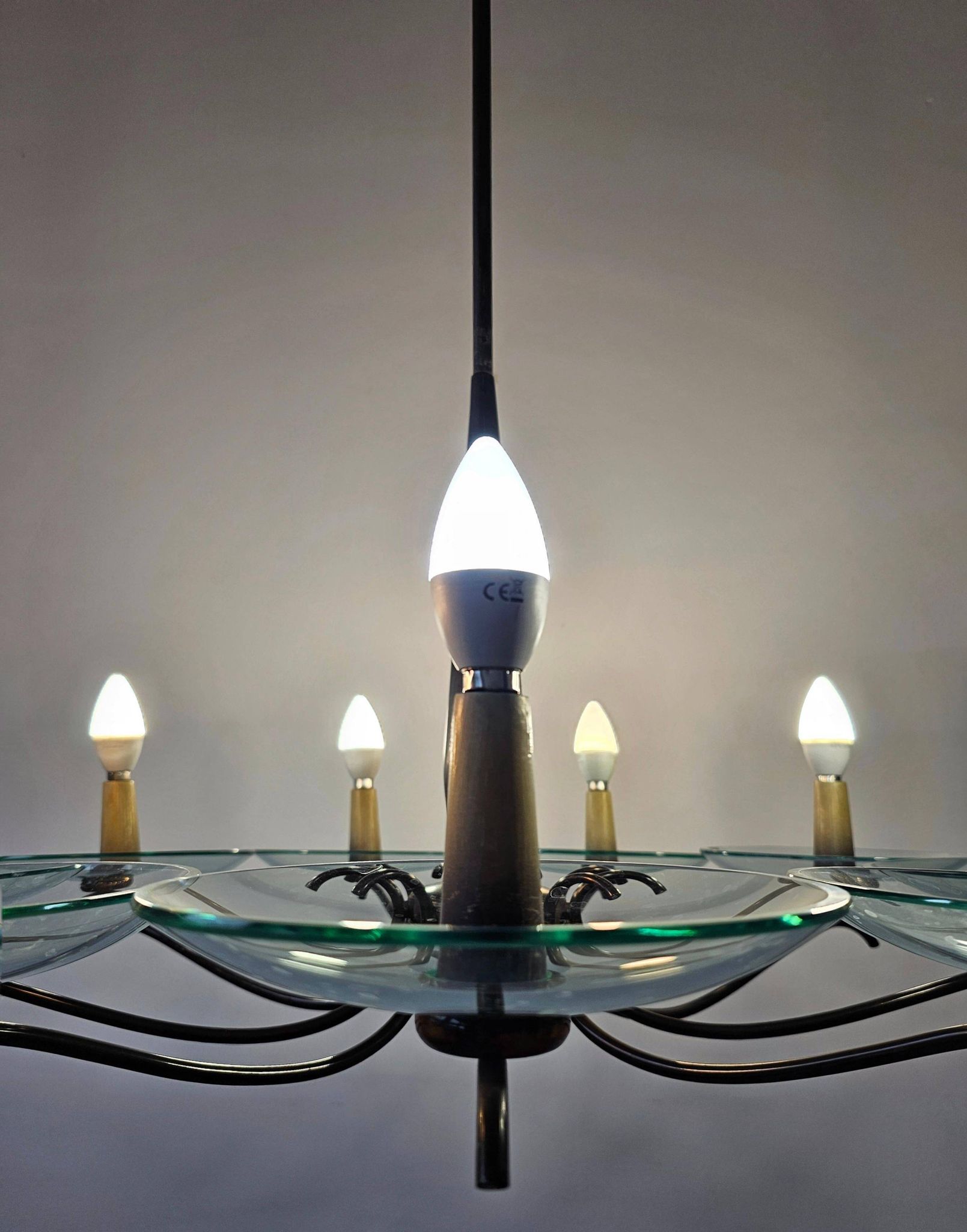Brass Mid-Century Chandelier in the style of Pietro Chiesa