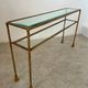 Antique console table in twisted gilded brass and glass Italian design from the 60s vintage table