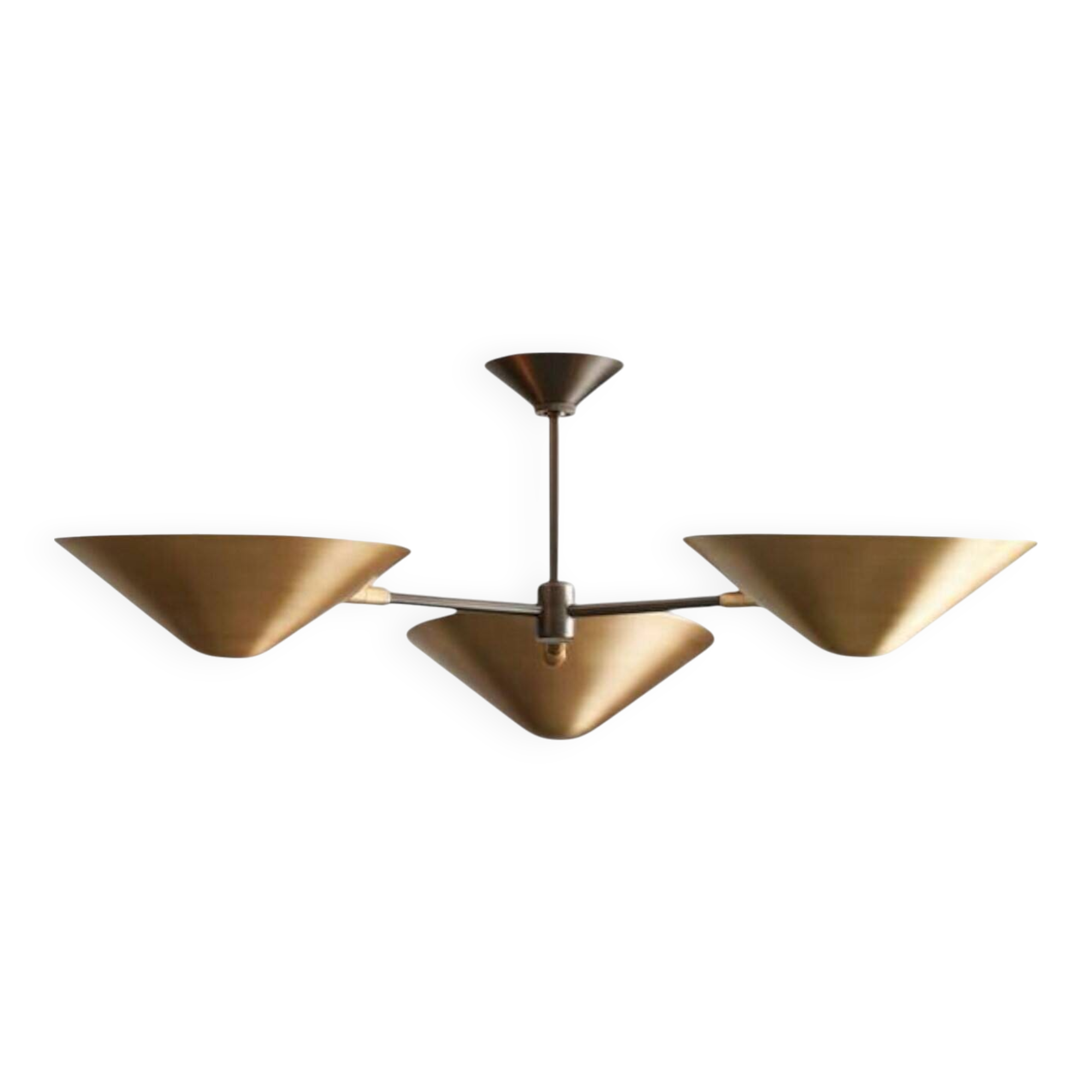 1950s Mid Century Brass Simms 3-Light Sputnik Chandelier – Curved Arm Linea