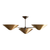 Lustre Spoutnik Simms à 3 lumières en laiton du milieu du siècle des années 1950 – Bras courbé Linea
