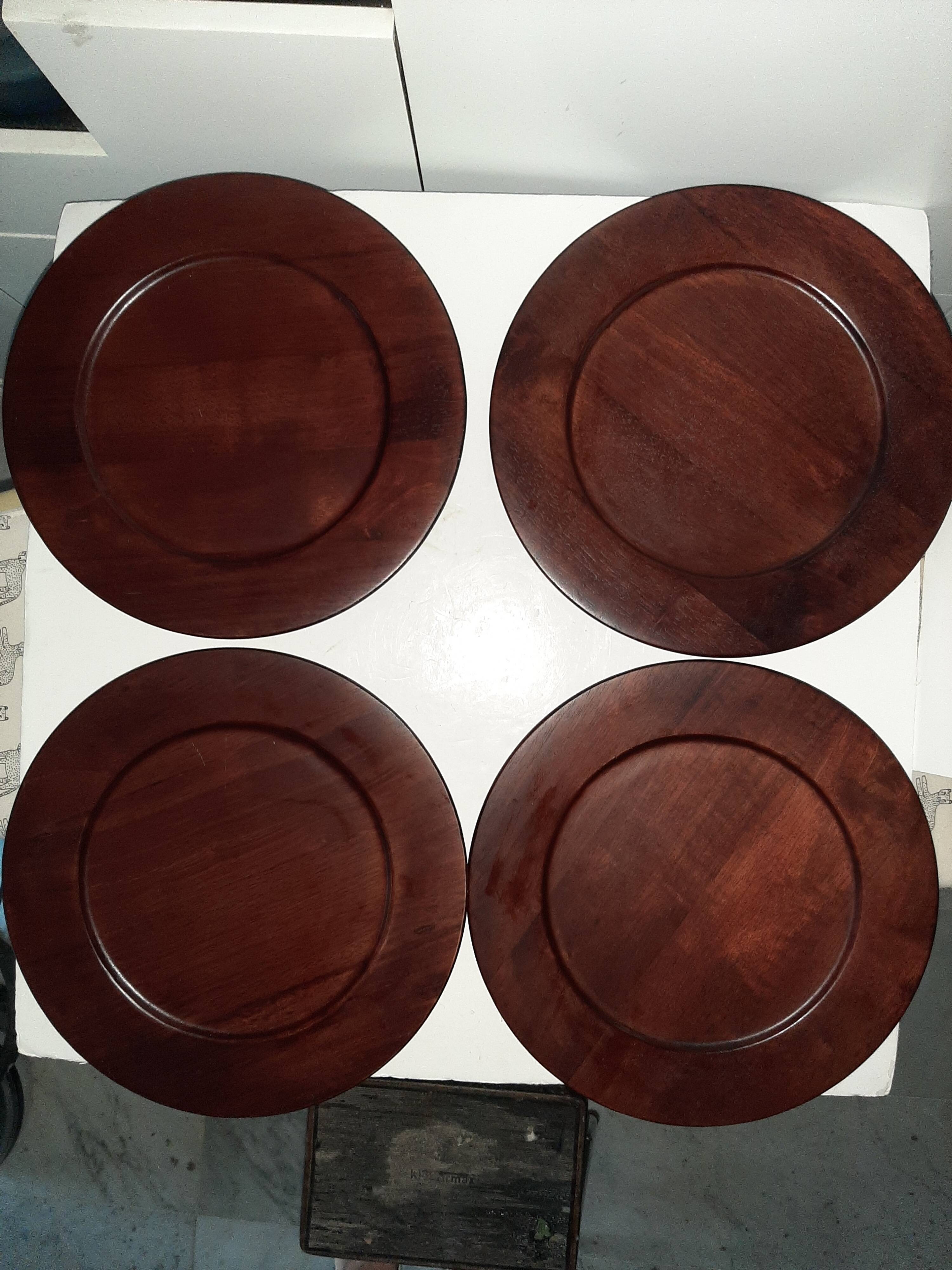 4 vintage wooden presentation dishes/plates