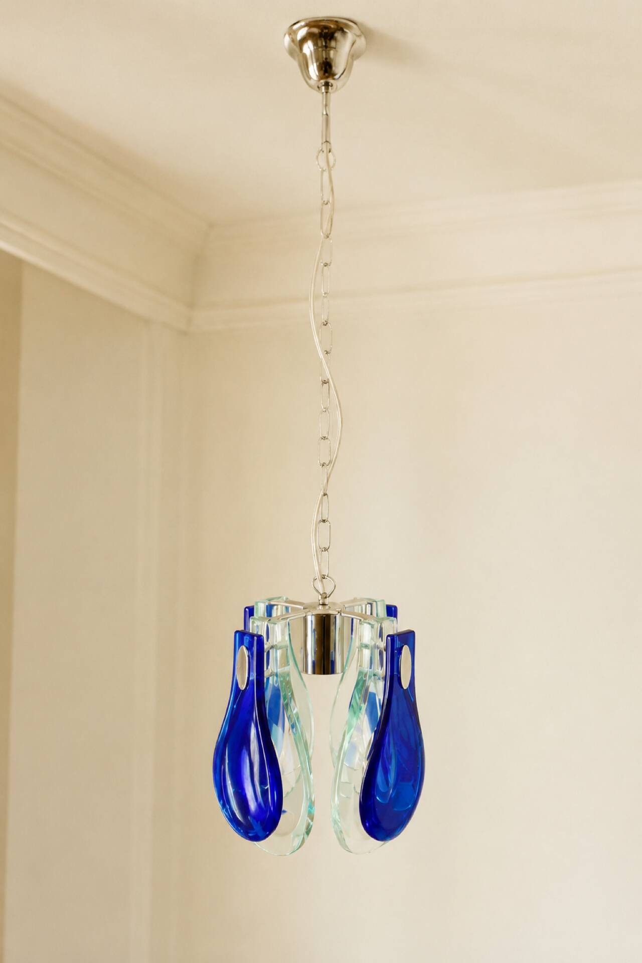 Blue Murano glass suspension light, Italy, 1970s