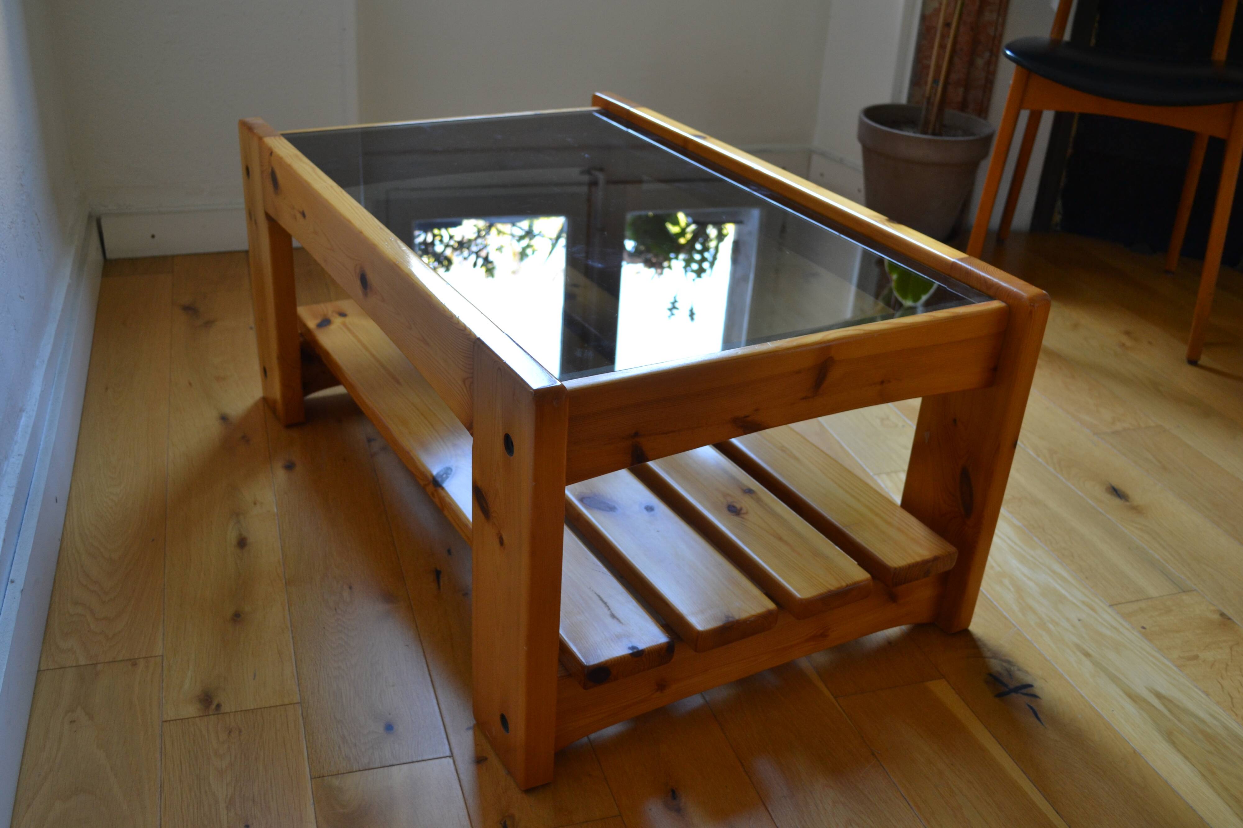 Wood and glass coffee table