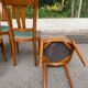 4 solid wood dining chairs with green fabric Louis Philippe 198