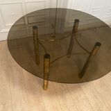 Table à manger, faux bambou doré, 1970s