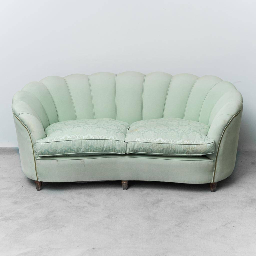 Divano vintage en tessuto verde salvia anni '50