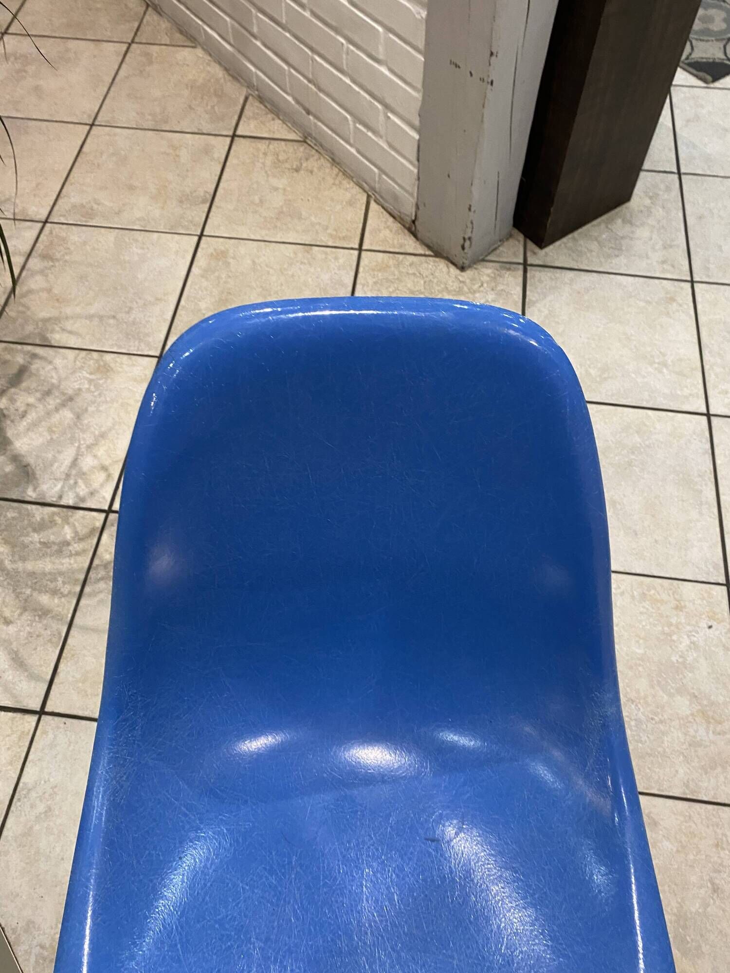 Turquoise blue DSR Eiffel fiberglass chair Eames Herman Miller vintage
