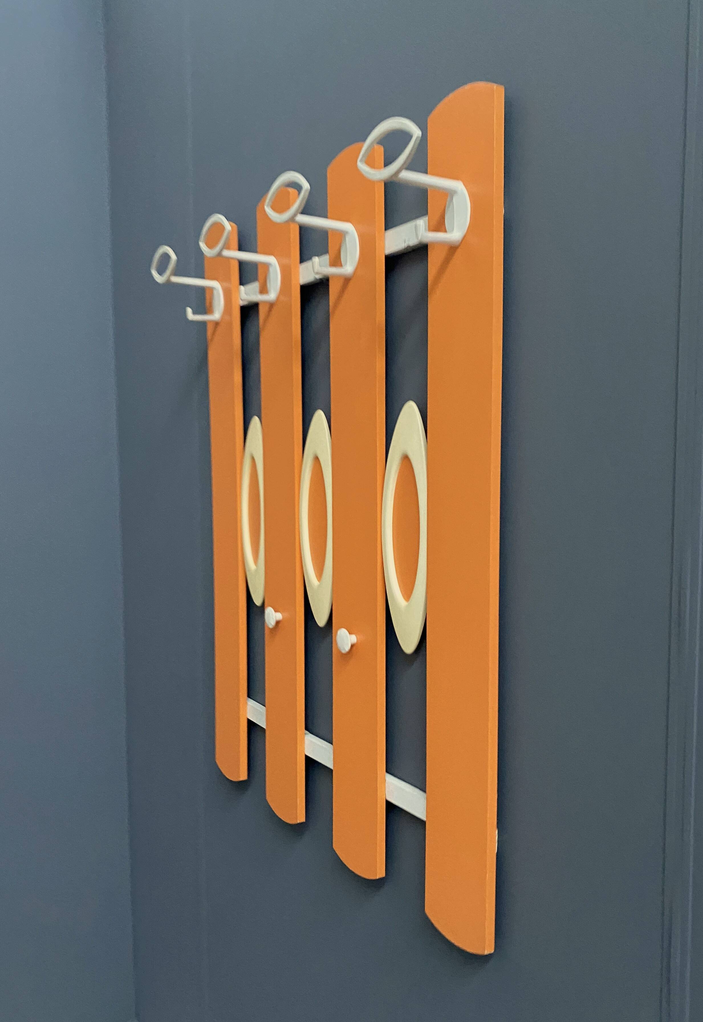 Orange wall unit Coat rack 1970s by ED Design
