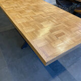 Table à manger rectangulaire industrielle en bois et acier