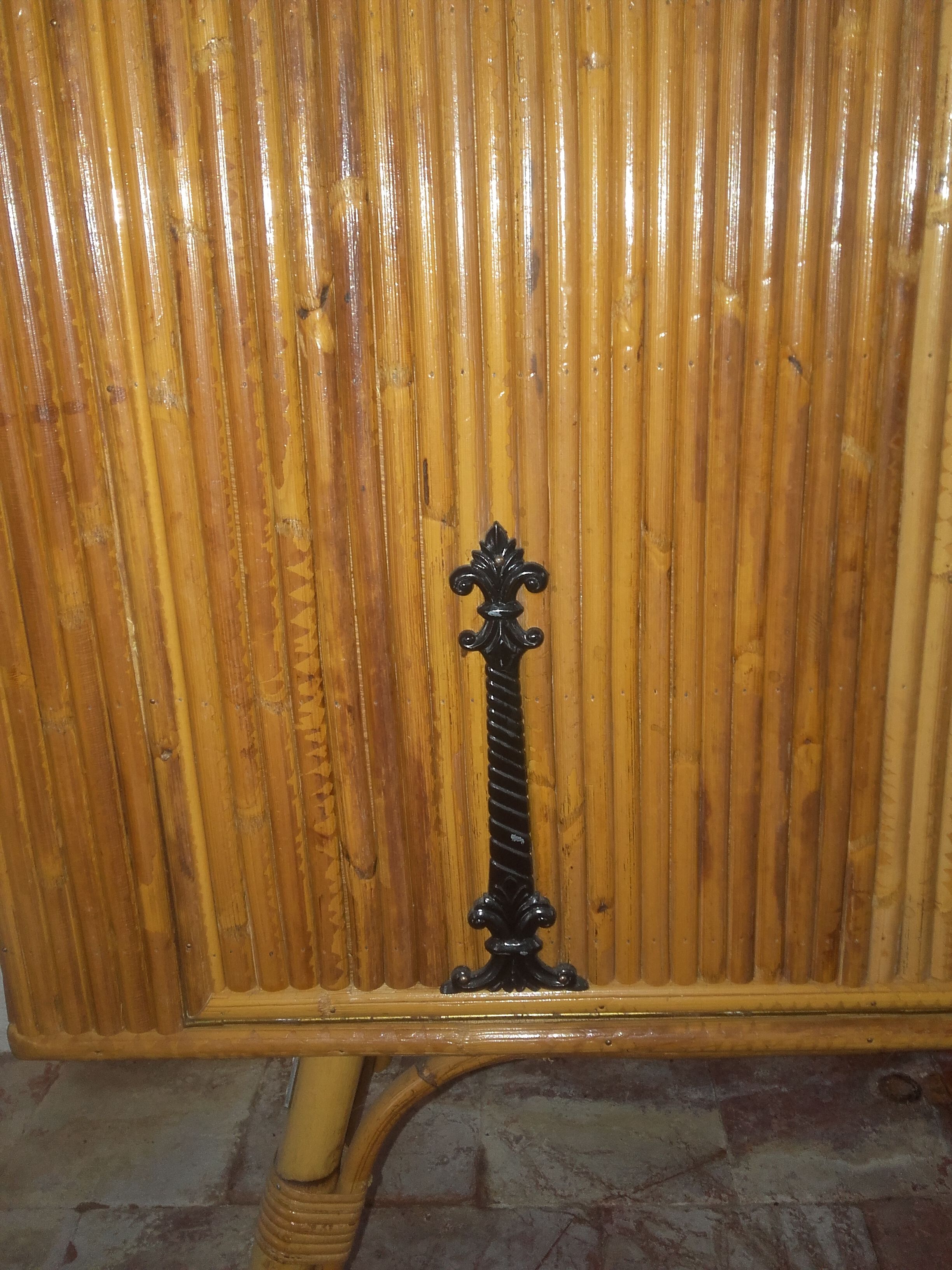 Rattan and bamboo bar cabinet