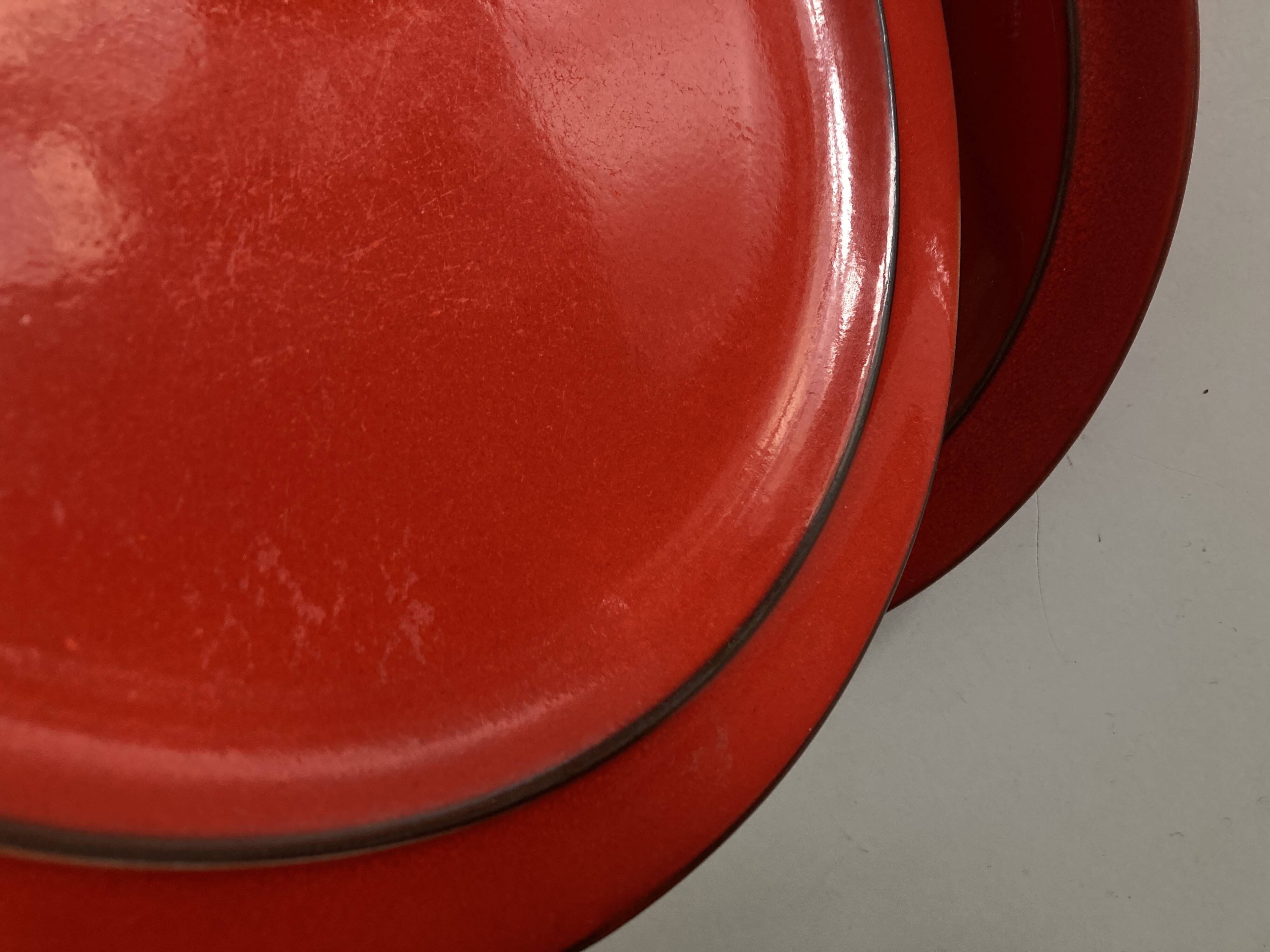 Set of 10 plates Hertha Bengtson Rosenthal 1970 in red stoneware.