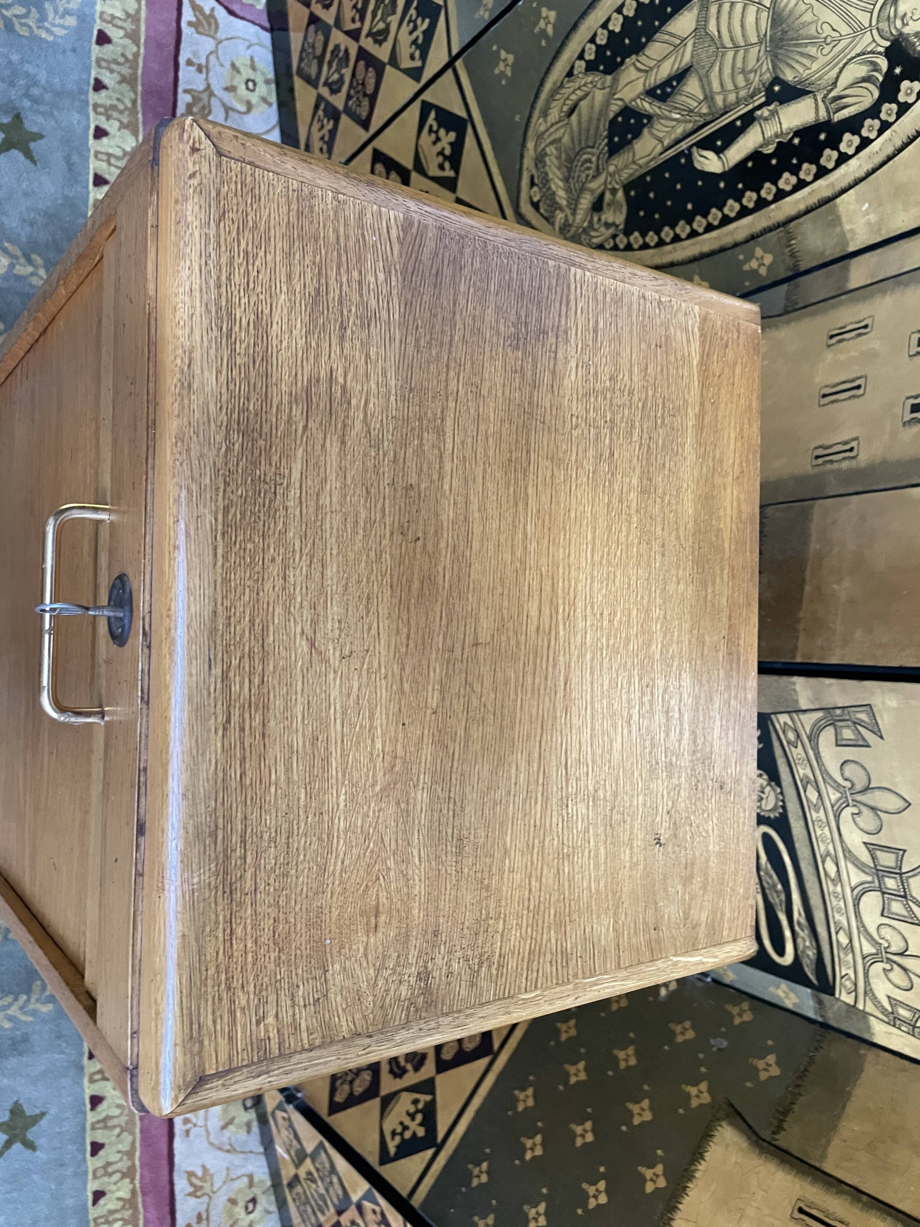 Oak notary curtain filing cabinet