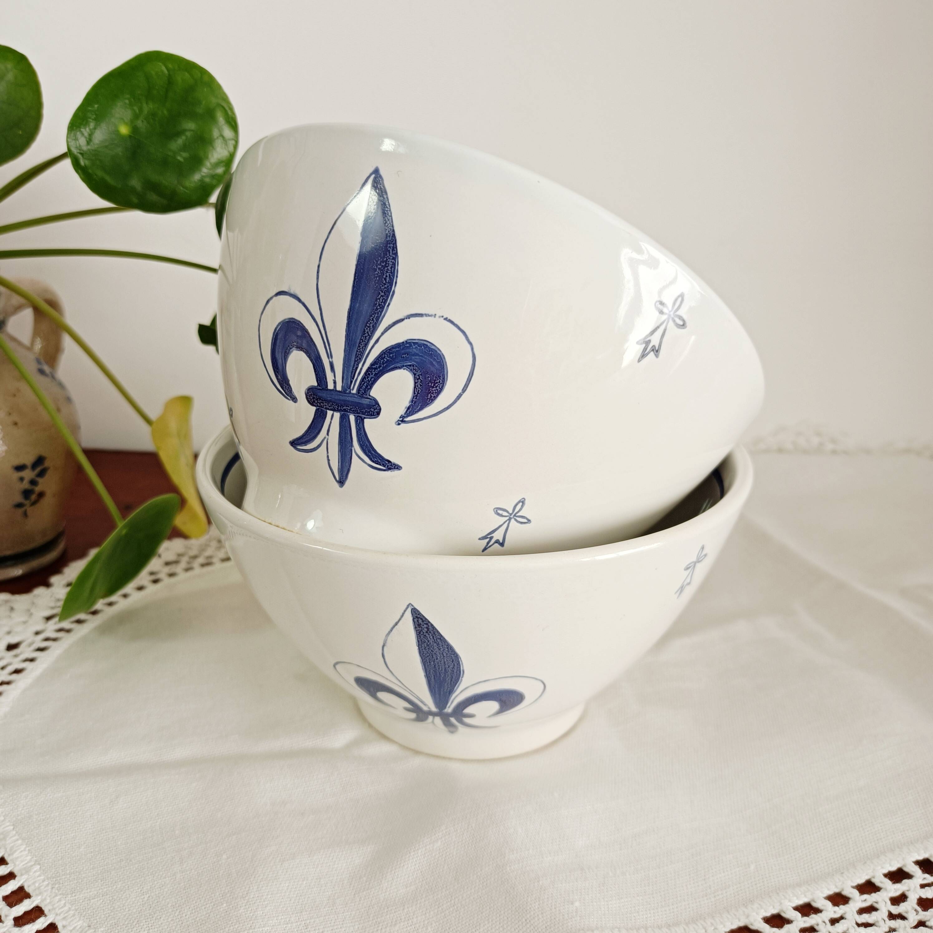 Lot de 2 bols bretons Pornic, fleur de lys