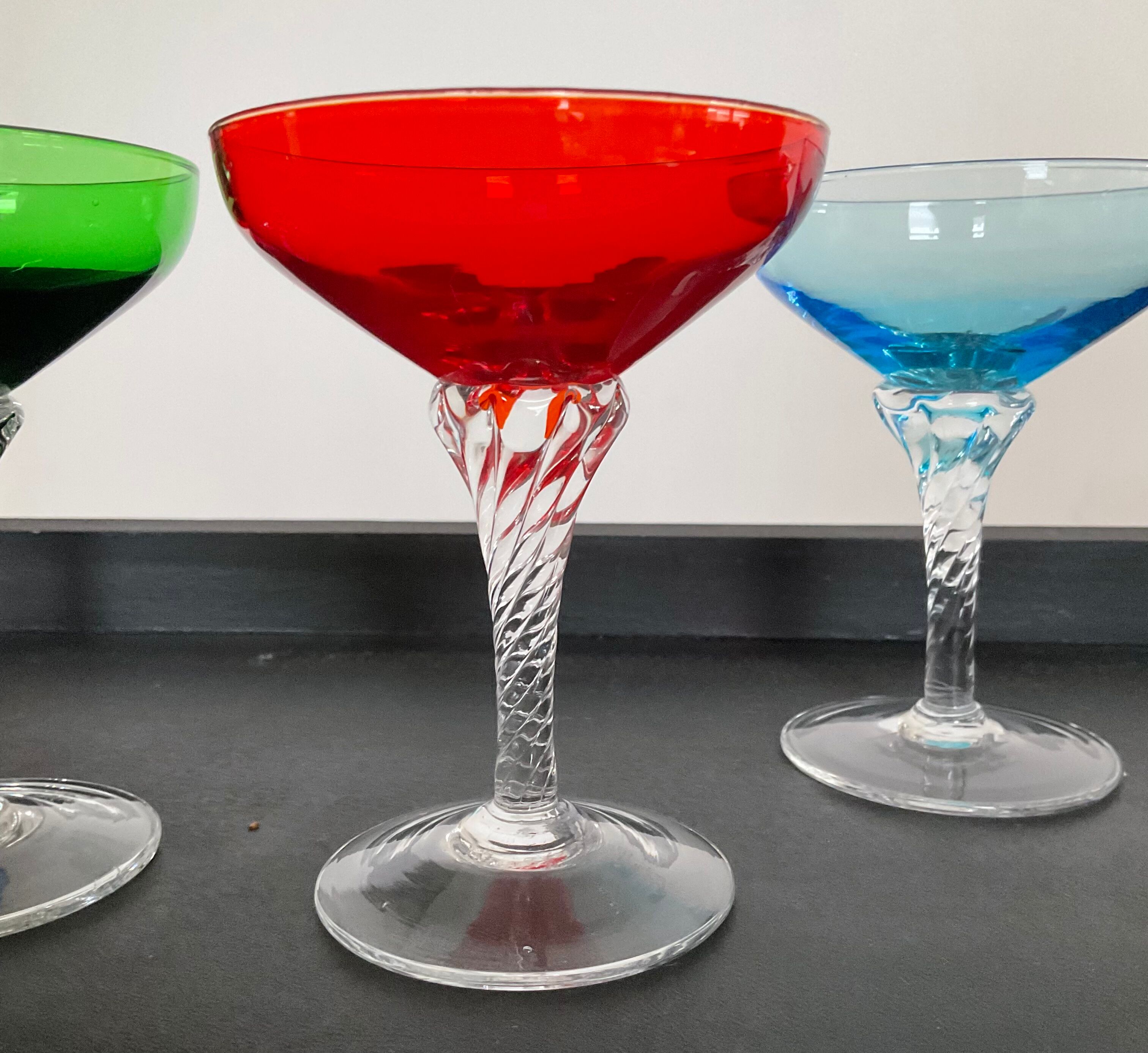 Series of 4 vintage glasses cut from the 50s-60s