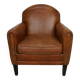 Vintage Dutch leather club chair in cognac color