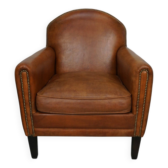 Vintage Dutch leather club chair in cognac color