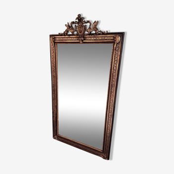 Napoleon 3 period mirror in gilded wood, mercury glass 154 high by 83.5