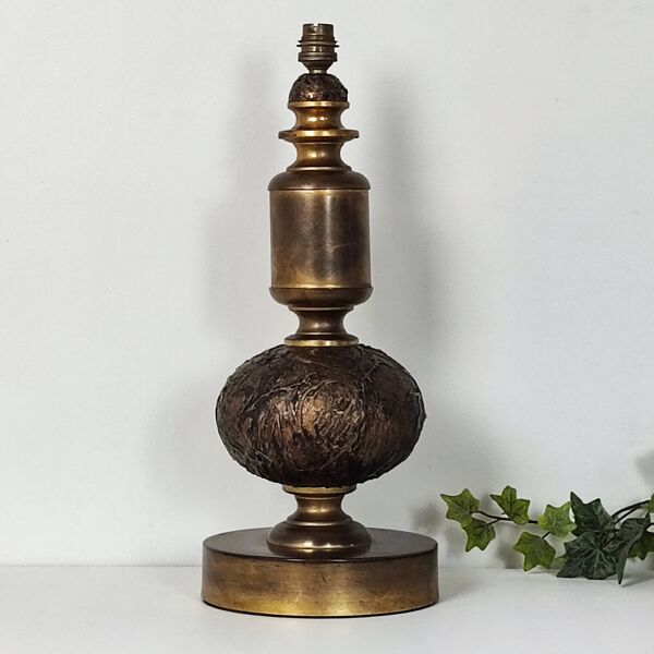 Pied de lampe mordoré vintage