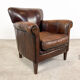 Fauteuil en cuir de mouton foncé fijnaart