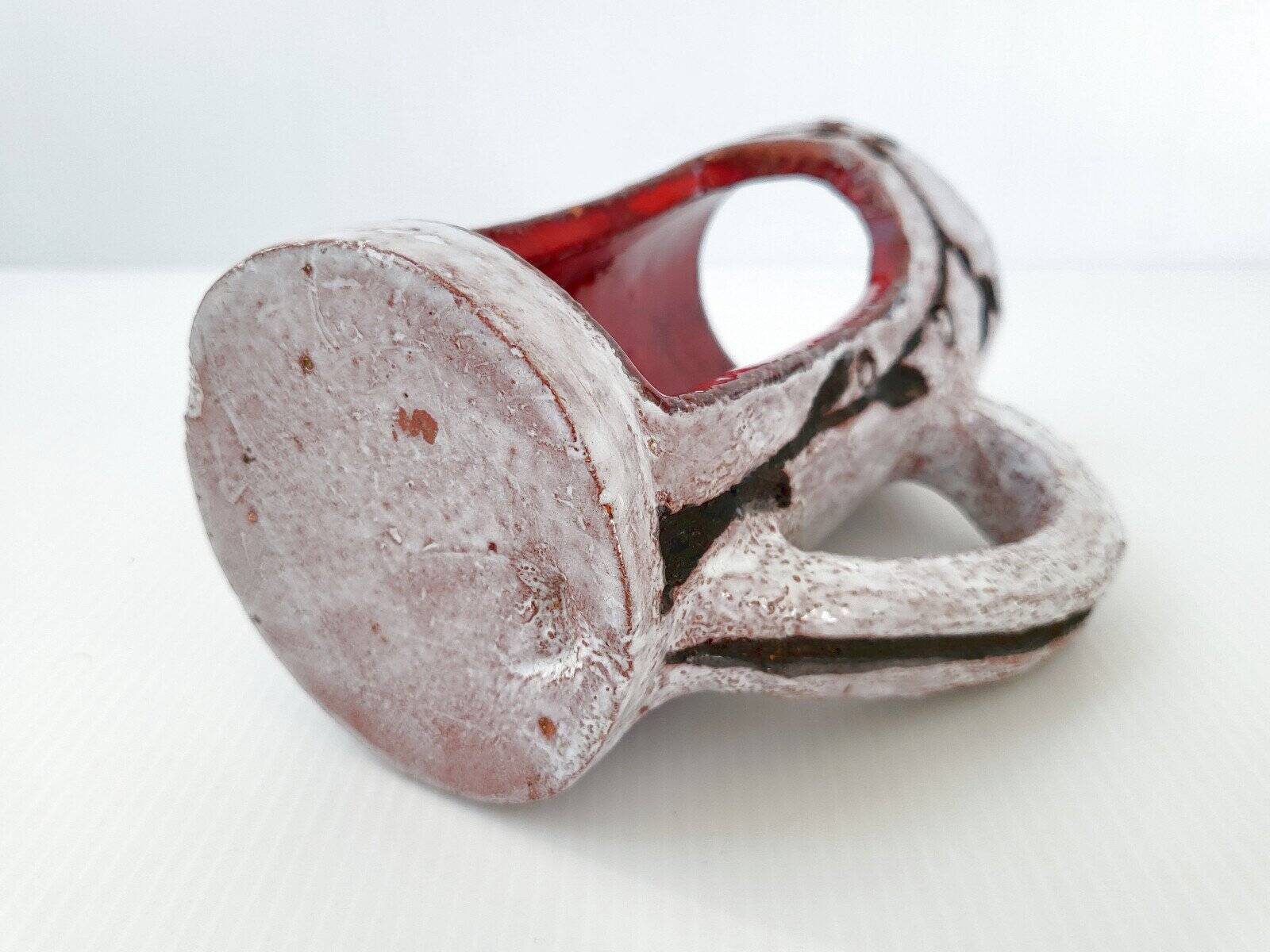 Vintage ceramic terracotta glazed candle holder - 1970s