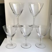 Set of 5 engraved wine glasses star model 50s