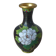 Miniature vase in black and gold cloisonné brass with peonies and flowers decor Vintage