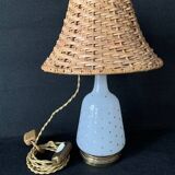 Napoleon III starry opaline lamp and rattan lampshade