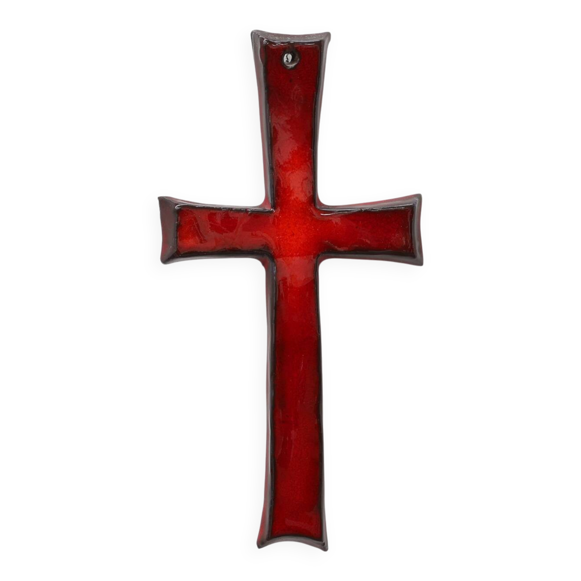 Croix en céramique émaillée rouge par Vandeweghe pour Amphora, Belgique, vers 1960