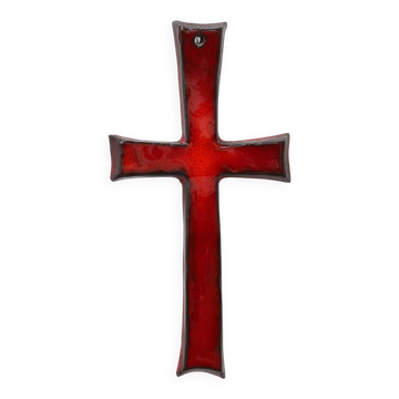 Croix en céramique émaillée rouge par Vandeweghe pour Amphora, Belgique, vers 1960