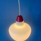 Vintage opal glass pendant light with red top and ceiling cover