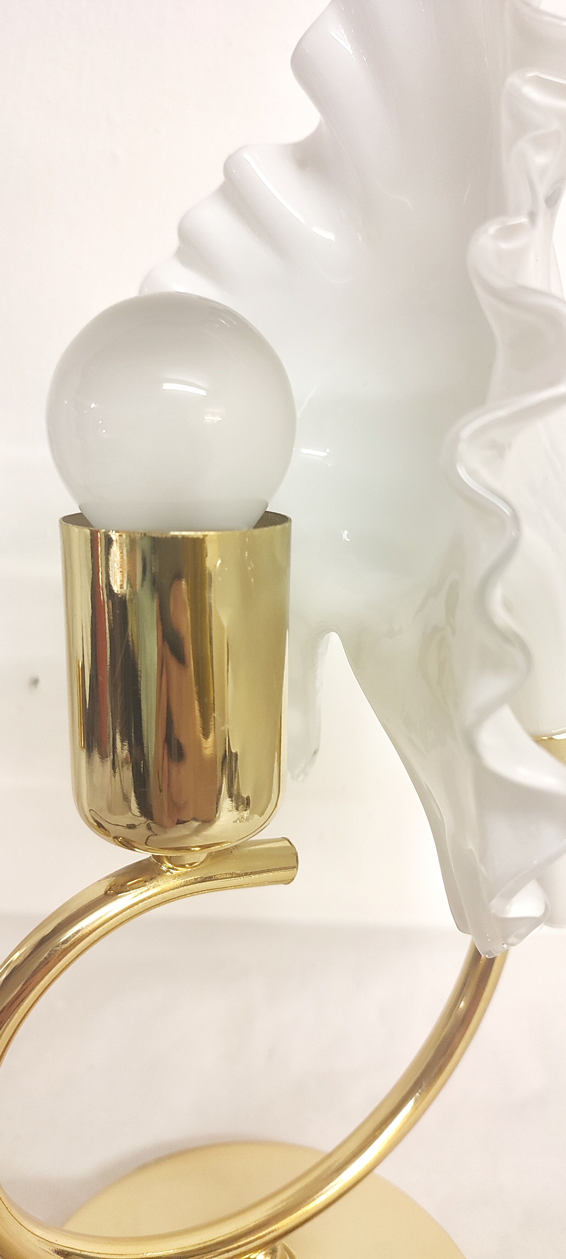 Pair of table lamps calla lily "Franco Luce" murano glass. Italy 1960s.