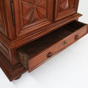 Early 17th Century French Louis XIII Oak Wardrobe with Geometric Carving