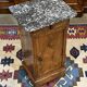19th-century bedside table in walnut, oak, and marble top.