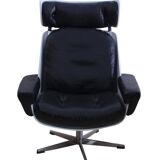 Space Age Lounge Chair, White Lacquer, Leather, Reptile Look, Germany, 1970s