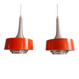 Pair of Scandinavian brushed aluminium pendants, Philips, 1960s
