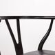 4 Danish chairs, black lacquered wood and leather, Wishbone model, Hans Wegner