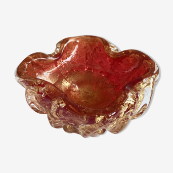 Murno red and gold vintage ashtray