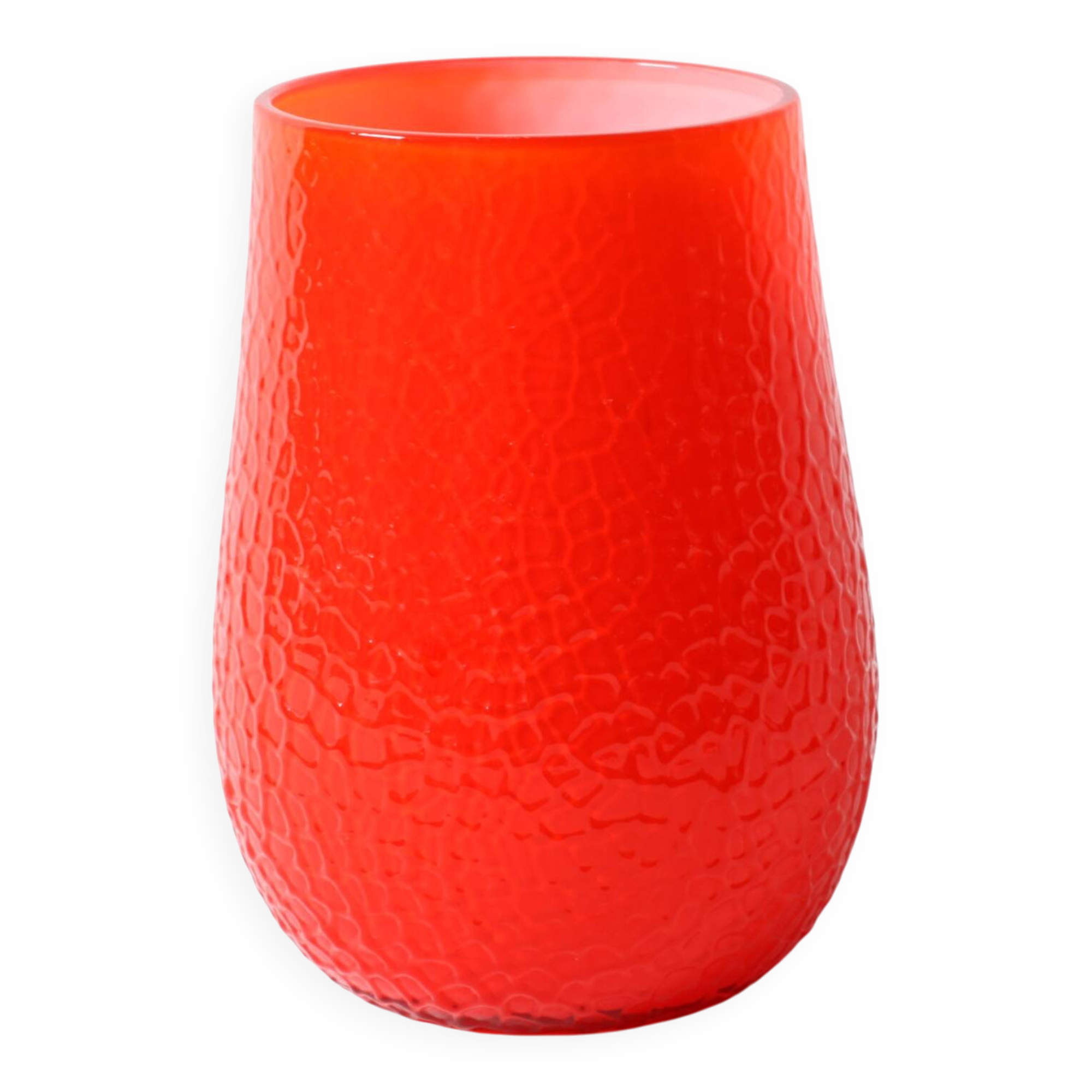 Vase martelé rouge moderne du milieu du siècle : verre suédois Elme Glasbruk, années 1960