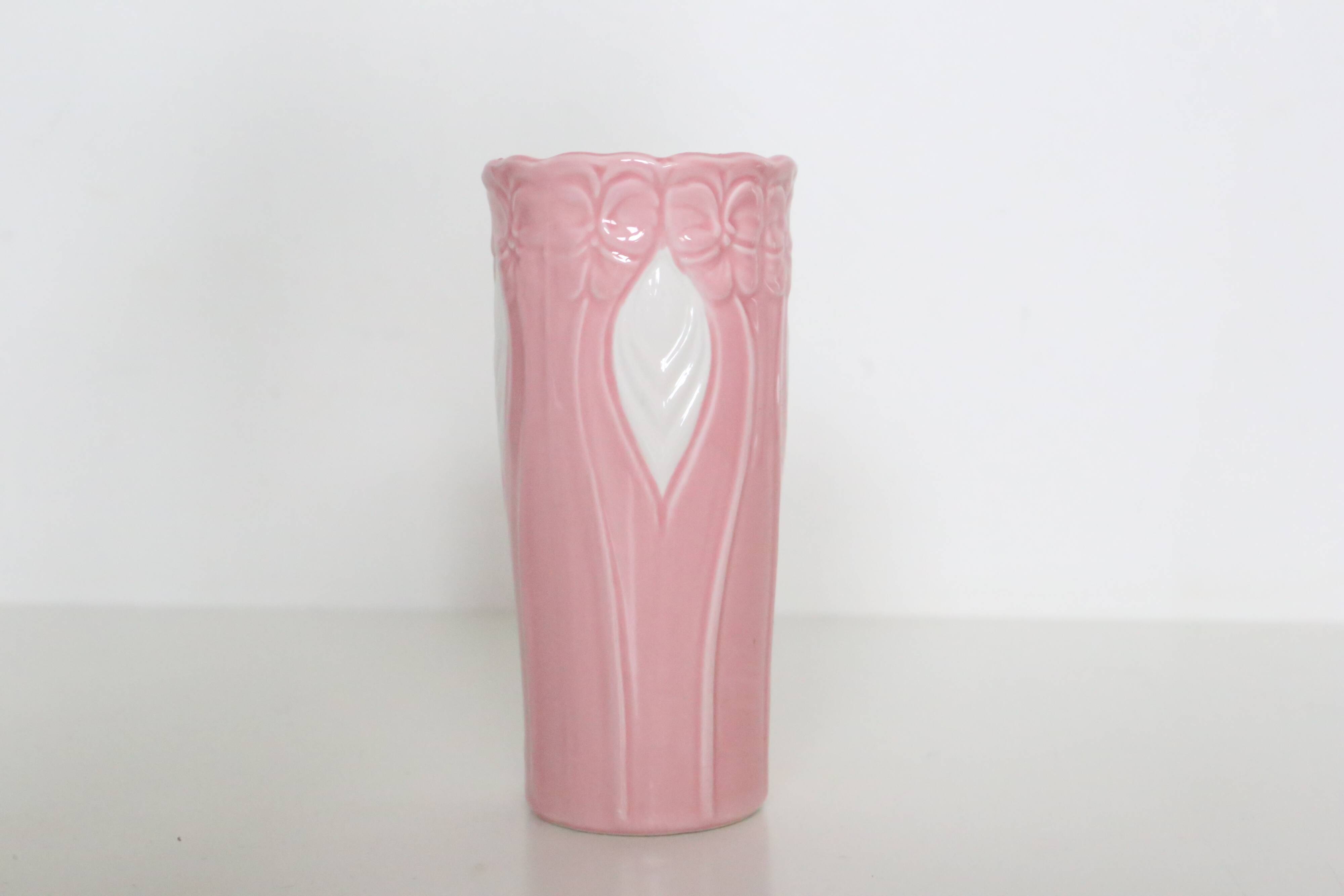 Pink and white ceramic vase, 1980