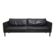 3-seater semi-aniline leather black sofa