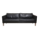 3-seater semi-aniline leather black sofa