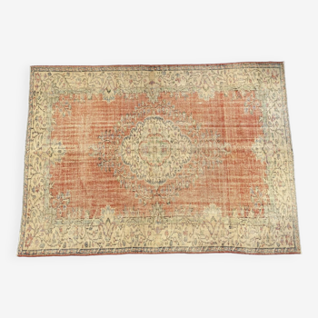 Tapis turc 6x9, tapis de salon tapis vintage rose -tapis oushak en sourdine -tapis rose beige moon.132