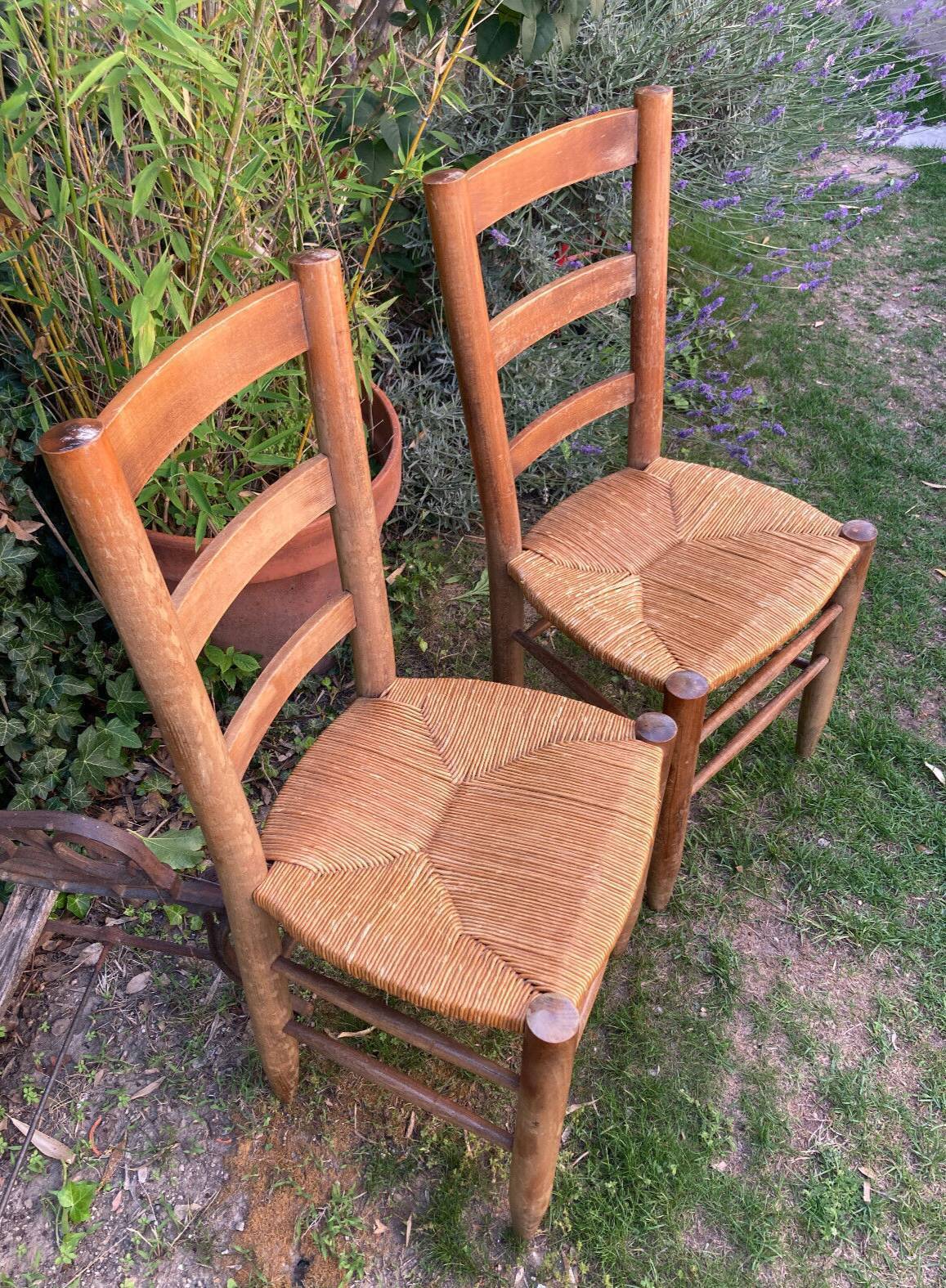 Pair of straw chairs