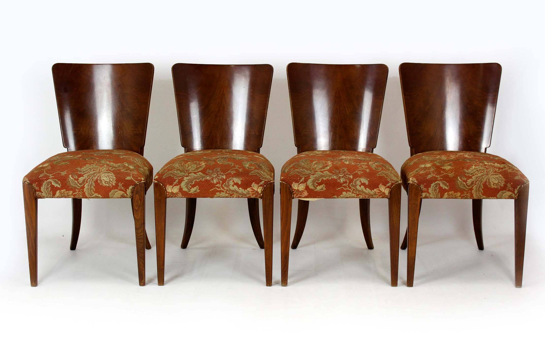Art Deco H-214 Dining Chairs by Jindrich Halabala for UP Závody, 1950s, Set